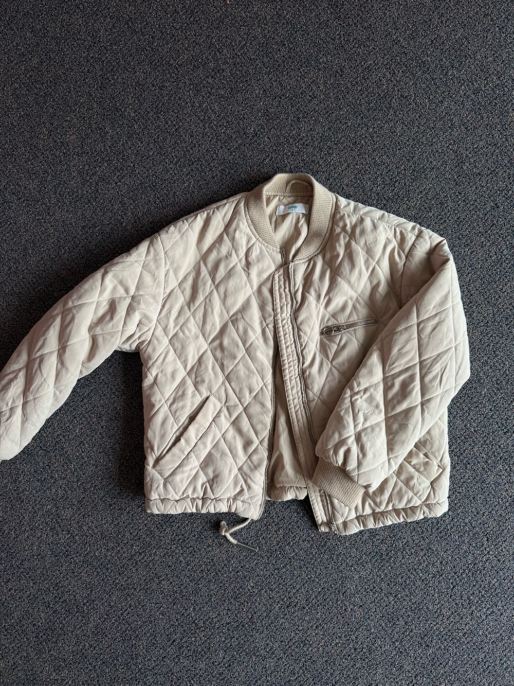 Quilted Cream Bomber Jacket - Women's Lightweight Layer